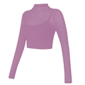 Haut de yoga lavande pour femme avec manches en maille et gilet rembourré - Violet