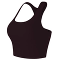 Detailansicht des schwarzen Racerback-Sport-BHs mit ergonomischer Passform und Silhouette - S / Destillierter Kaffee