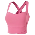 Reggiseno sportivo rosa con spalline incrociate e fondo a portafoglio per yoga e fitness - Taglia L / Top / Rosso rosa