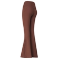 Dark brown high-waisted flared yoga pants with tummy control and push-up effect - Chestnut Brown