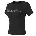 T-shirt de yoga noir ajusté à col rond avec lettrage pour entraînement professionnel - Noir