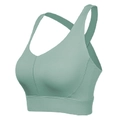 Detailansicht der mintgrünen Kreuzträger am elastischen Yoga Sport-BH für Damen - S / Grün
