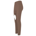 Braune High-Waist-Yogahose mit stylischem Ausschnitt und Metallring-Detail - S / Kakao