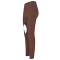 Schokoladenbraune Yoga-Leggings mit seitlichen Ausschnitten und Metallketten-Details - L / Karamell