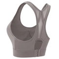 Dunkelgrauer Sport-BH mit hoher Stützkraft, Racerback und atmungsaktivem Mesh-Gewebe - S / Milchkaffee