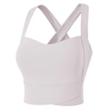 Sujetador deportivo rosa lavanda con espalda cruzada y tirantes anchos de yoga - S / crema