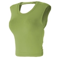 Lime green one-piece sports bra with racerback cutout and ribbed side detailing - Green