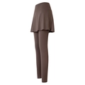 Pantalones de yoga café 2 en 1 con falda integrada de cintura alta para fitness y running - S / Castaño