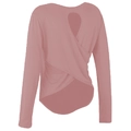 Top de yoga rosa palo con abertura en la espalda y diseño cruzado en tela elástica suave - S / Rosa