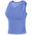 Women's light blue sports vest with side ruched details for fitness and yoga activities - S / Bliss Blue