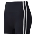High-waisted black athletic shorts with white side stripes and tummy control fit - Black With White
