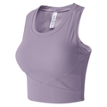 Detail view of lavender purple ribbed yoga bra with a stylish crisscross hem design - Purple Verbena