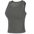 Women's charcoal grey athletic crop top with integrated cups and breathable fabric - Marl Grey
