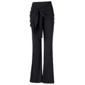 Schwarze Yoga-Schlaghose mit hoher Taille und modischen Wickelbändern an der Taille - M / Schwarz