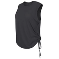 Women's charcoal grey sleeveless workout tank top with side drawstring details - S / Black