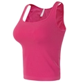 Pink ribbed sports bra seamless crop top for yoga and fitness made of nylon and spandex - S / Plum Pink