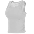 Women's light grey sports bra with supportive seams and stylish side ruched details - S / White Opal