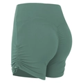 High-waisted sage green yoga shorts with scrunch butt detail and adjustable side drawstrings - Forest Green
