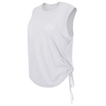 White loose yoga tank top with ruched side drawstring details for fitness and running - S / White