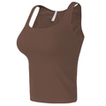 Bruine geribbelde sport-bh voor yoga en pilates met brede schouderbanden en stevige steun - S / Bruin