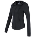 Slim fit black hooded yoga jacket with thumbholes and zip pockets in size 8 - XS / Black