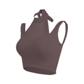 Sujetador deportivo marrón oscuro con cuello halter y copas para yoga mujer - S / Castaño