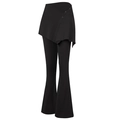 Pantalon de yoga évasé noir taille haute avec jupe portefeuille et boutons métalliques - Noir