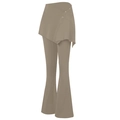 Pantaloni yoga a zampa da donna con gonna a portafoglio e bottoni color kaki scuro - M / Cachi