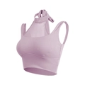Top yoga lavanda con scollo all'americana, dettaglio in mesh e fascia sottoseno - Rosa