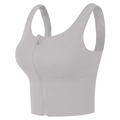 Sujetador deportivo gris claro con cremallera frontal para yoga y running de alto impacto - S / Blanco
