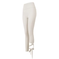 Hoch taillierte cremefarbene Yoga-Leggings mit stylischem Schnürdetail am Knöchel für Fitness - L / Creme