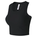 Top corto deportivo acanalado negro con diseño de dobladillo cruzado para yoga y fitness - S / Negro
