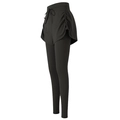 Leggings sportivi 2-in-1 neri da donna a vita alta con coulisse e dettagli arricciati - S / Nero