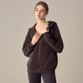 Oversized dark brown zip-up hoodie for women with drawstring hood and side pockets - L/XL / Brown