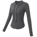 Slim-Fit Yoga-Jacke mit Kapuze in Dunkelgrau, hochelastisches Sport-Funktionsmaterial - M / Grau