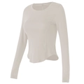 Eng anliegendes beiges Langarm-Yogashirt aus elastischem Stoff mit Rundsaum-Design - S / Creme