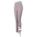 Hübergroße Yoga-Hose in Hellviolett mit modischem Cut-out und Schleifendetails am Knöchel - S / Milchkaffee