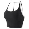 Sujetador deportivo negro para mujer con bordes blancos y tirantes finos para yoga fitness - S / Negro
