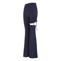 Navy flare yoga pants featuring high waist with side cutout drawstring and ruched detail - S / Blue