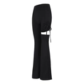 Pantalon de yoga évasé noir taille haute pour femme avec découpe latérale et cordon - Noir