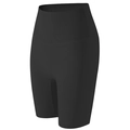 High-waisted seamless black yoga shorts with compression and tummy control for workout - One Size / Bottoms / Black