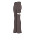 Women's flared yoga pants in dark brown with side cutout and adjustable drawstrings - XL / Earth Brown