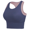 Sujetador deportivo azul marino y rosa de alto impacto con diseño en contraste para fitness - S / Azul y Púrpura