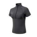 T-shirt sportiva slim da donna con mezza zip grigio scuro e stampa Fitness Girl - S / Grigio