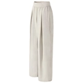 Beige high-waisted wide-leg athletic pants featuring a pleated design and draped fabric - S / White Opal