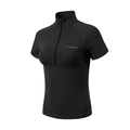 Top sportivo nero aderente con colletto a lupetto e cerniera per fitness, corsa e yoga - S / Nero