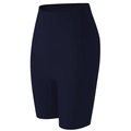 Detailed view of high-waist navy blue yoga shorts in premium elastic Lycra fabric - One Size / Navy Blue (Cooling)