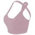 Pink sports bra with cross-back design and wide hem for yoga and running workout - Clay Pink
