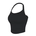 Top sportivo corto nero allacciato al collo con trama a costine per yoga e fitness - S / Nero