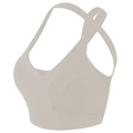 Padded sports bra with V-neckline and cross-back support for running and yoga fitness - Light Ivory